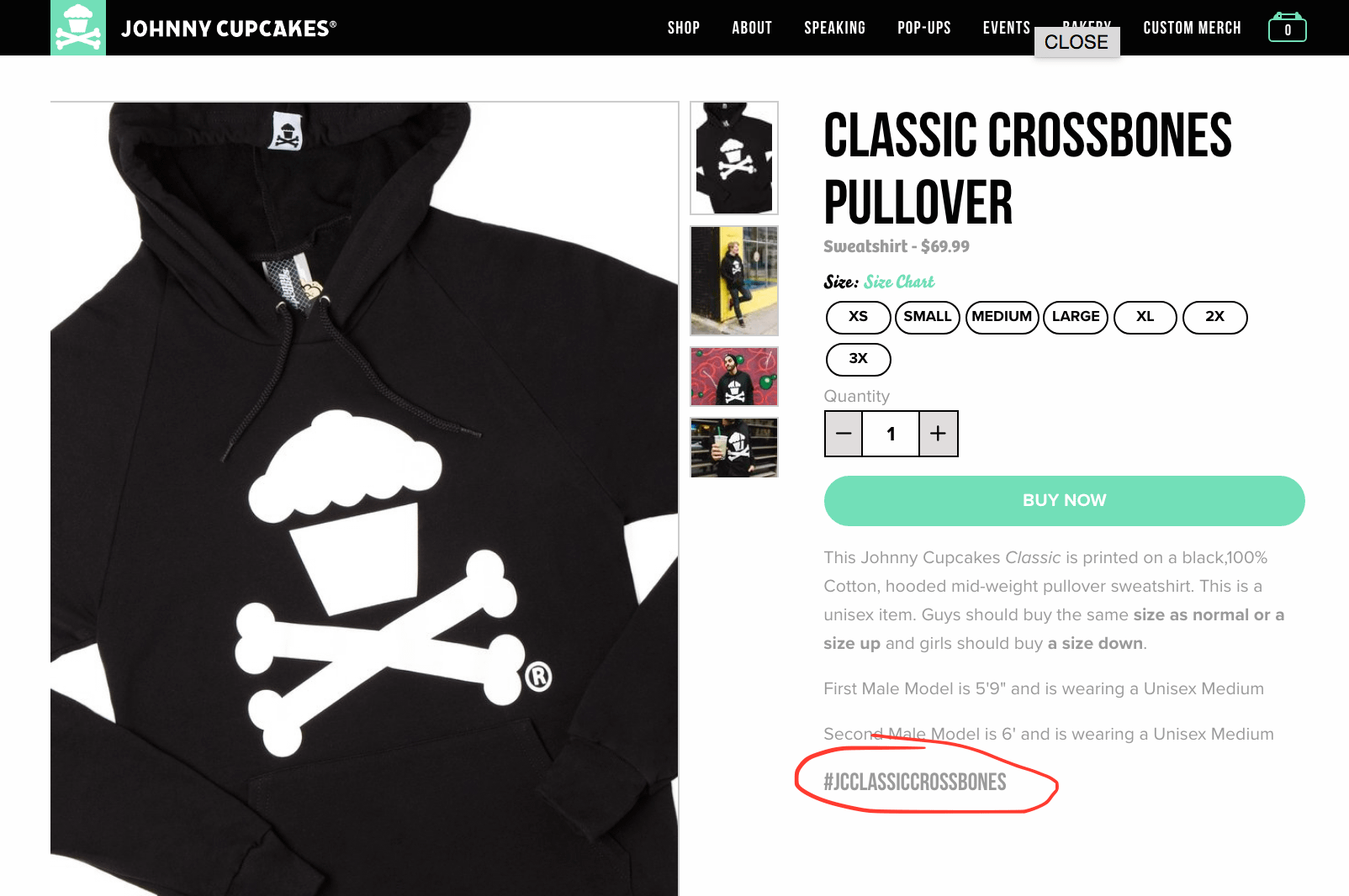 Johnny Cupcakes Item Detail Page
