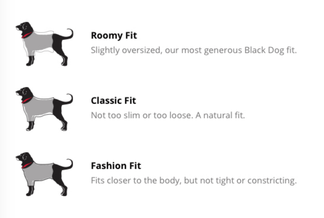 The Black Dog Fit Chart 